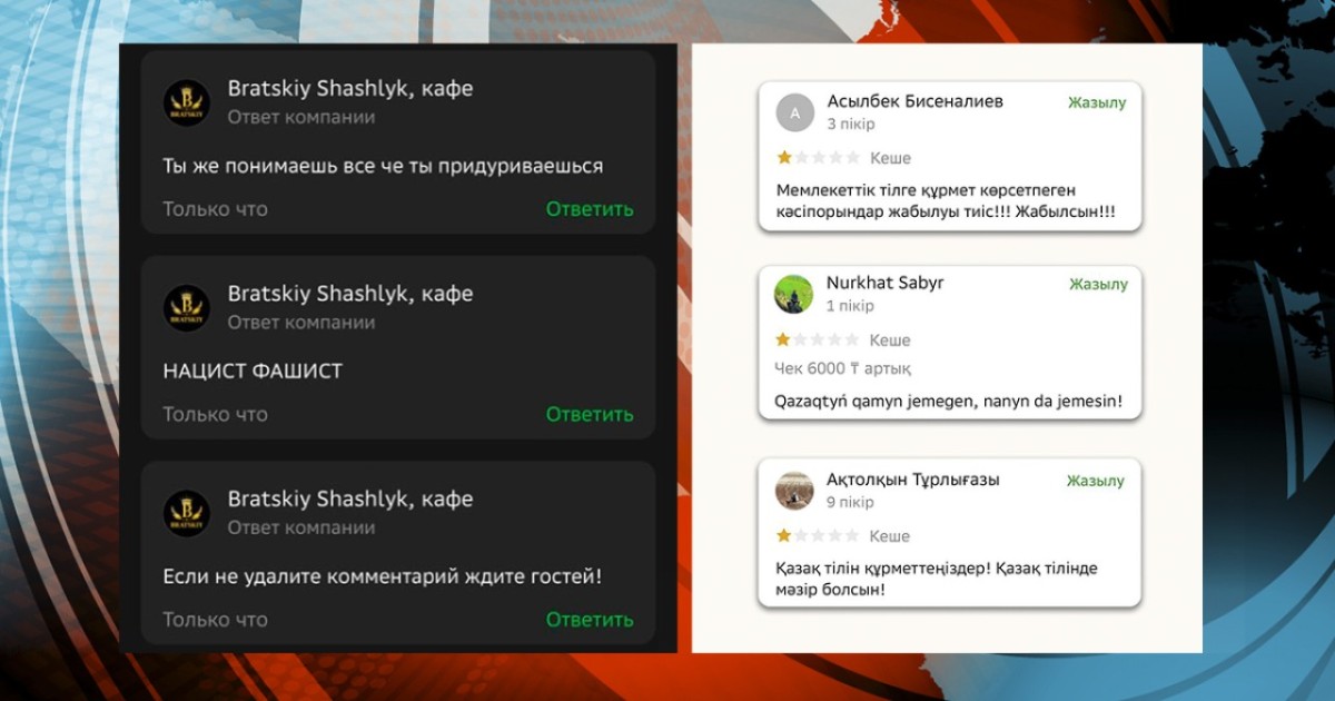 Тұтынушысын «фашист», «нацист» деп атаған дәмхана ақыры қазақша мәзірін жасады