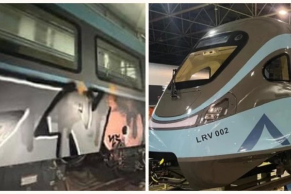 Астанада жаңа LRT вагондарына вандалдар шабуыл жасап, граффити салып кеткен