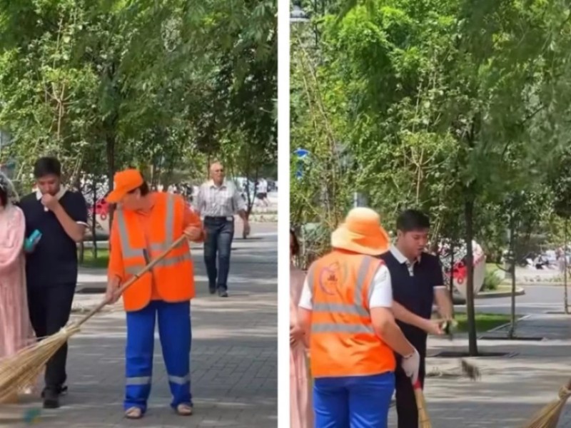 Алматыда тазалықшыны мазақ еткен блогер қамауға алынды