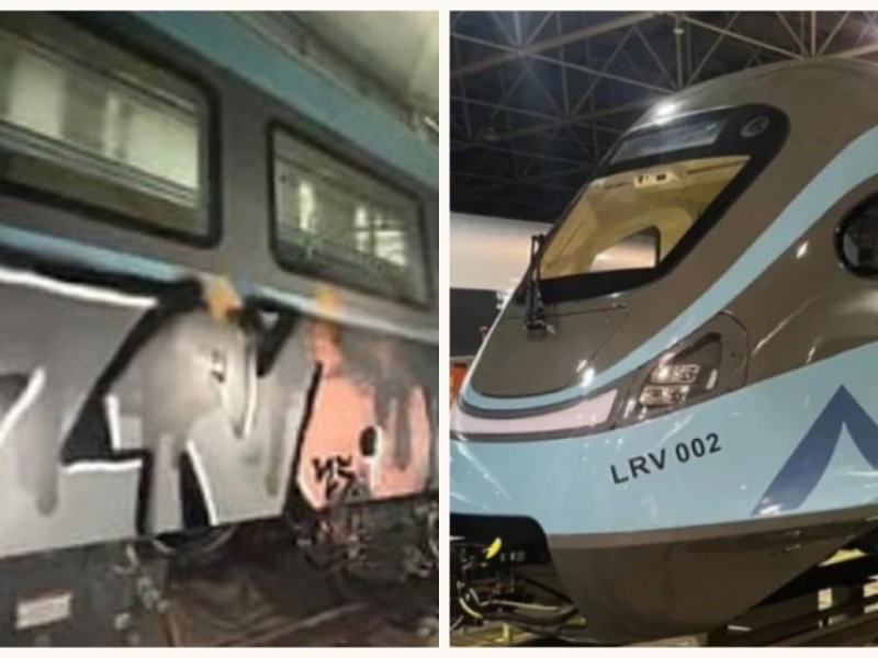 Астанада жаңа LRT вагондарына вандалдар шабуыл жасап, граффити салып кеткен